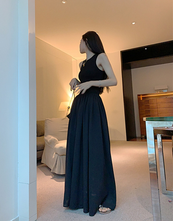 法式白色新款復古連衣裙女裝夏季設計感小眾長裙收腰顯瘦裙子