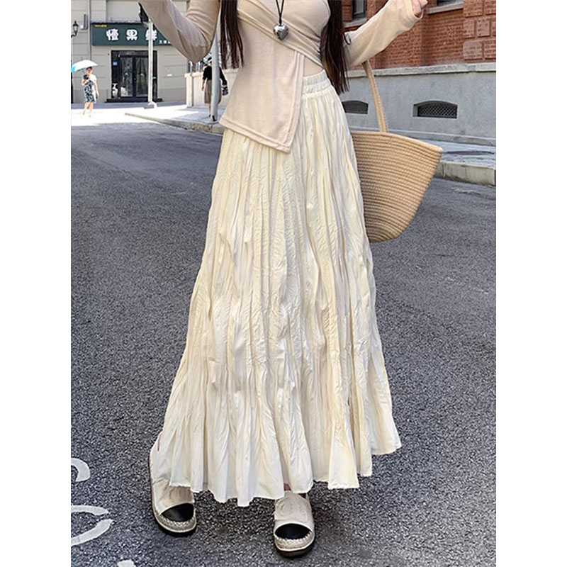 春秋2024新款百褶半身裙女