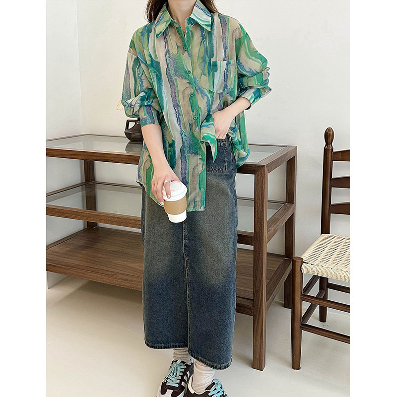 實拍~2024春季新品襯衫女款撞色清新小眾上衣