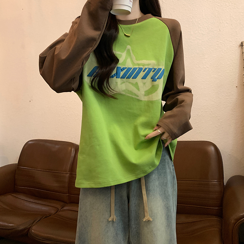 實拍   打底衫女薄插肩袖圓領長袖t恤上衣大碼女裝
