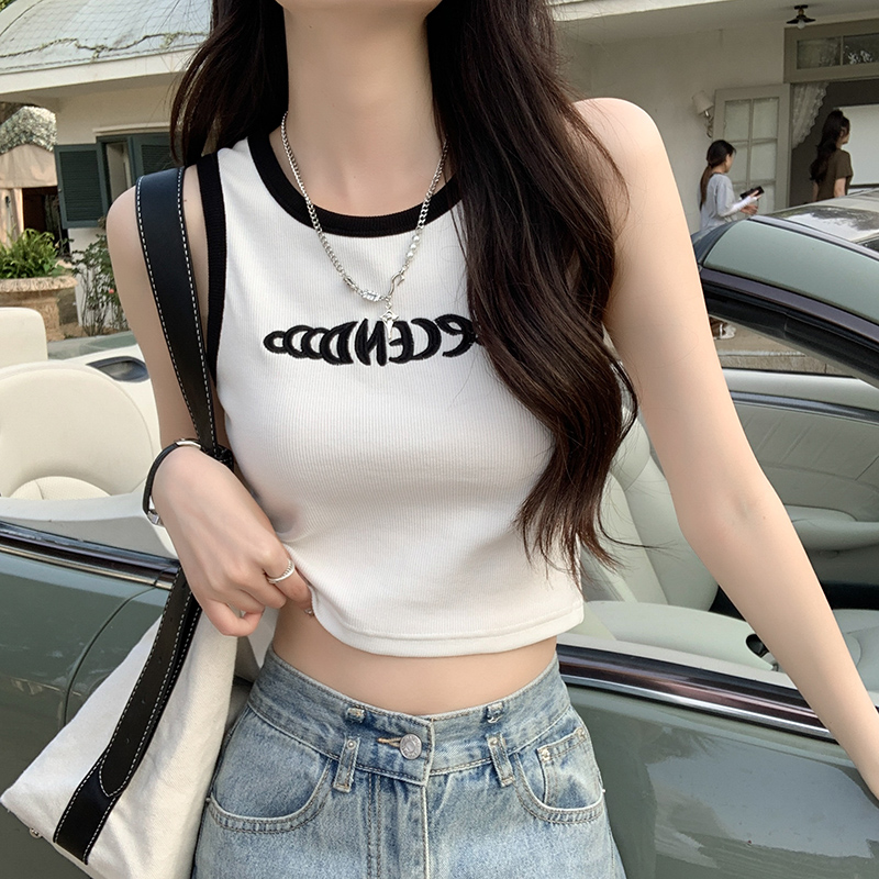 #實拍250克純棉螺紋小吊帶背心女內搭外穿夏裝短款上衣辣妹
