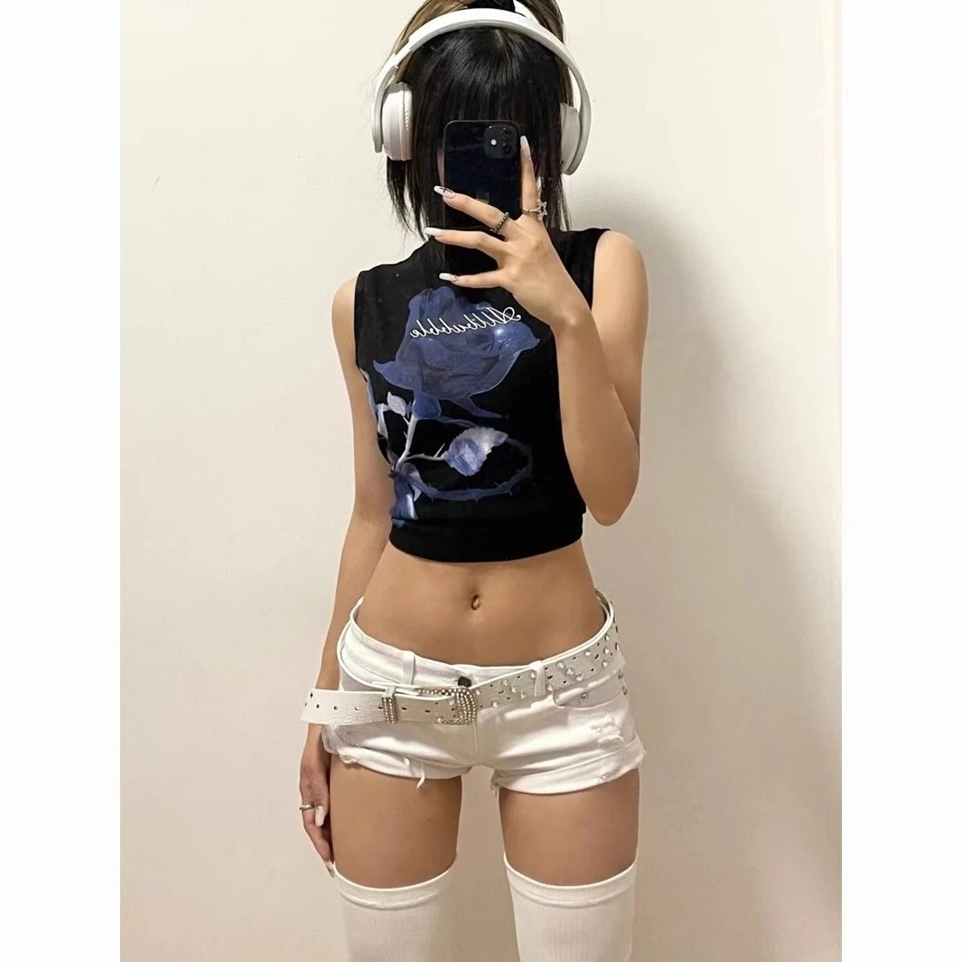 y2k千禧風褲子女夏季歐美辣妹低腰a字修身熱褲包臀牛仔超短褲