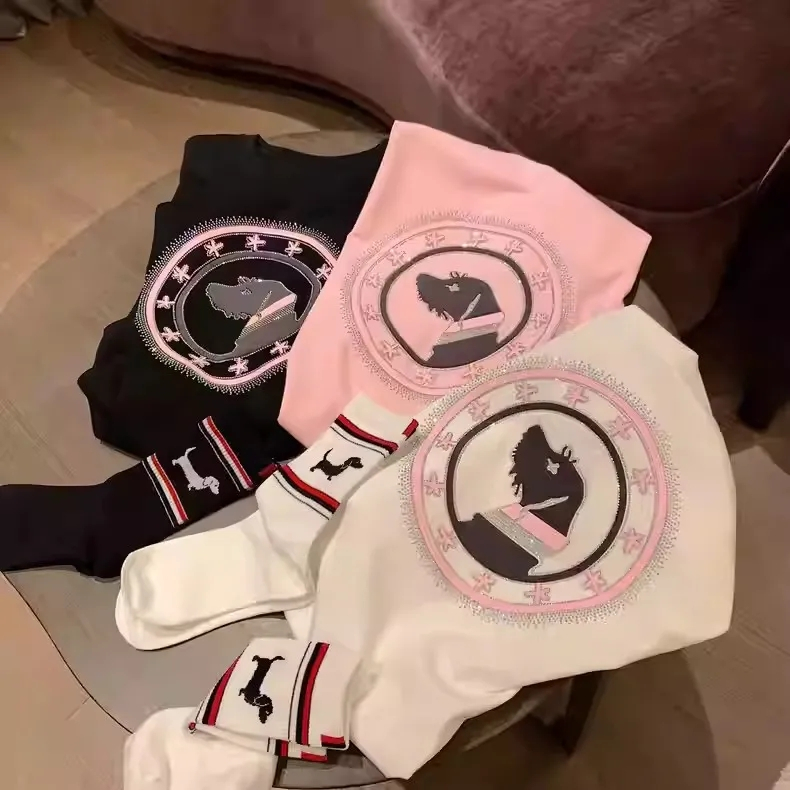 小狗燙鑽短袖T恤女設計感小眾洋氣上衣潮