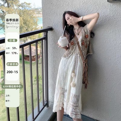 2024春上新隨性慵懶開衫外套+復古感馬甲+吊帶連衣裙