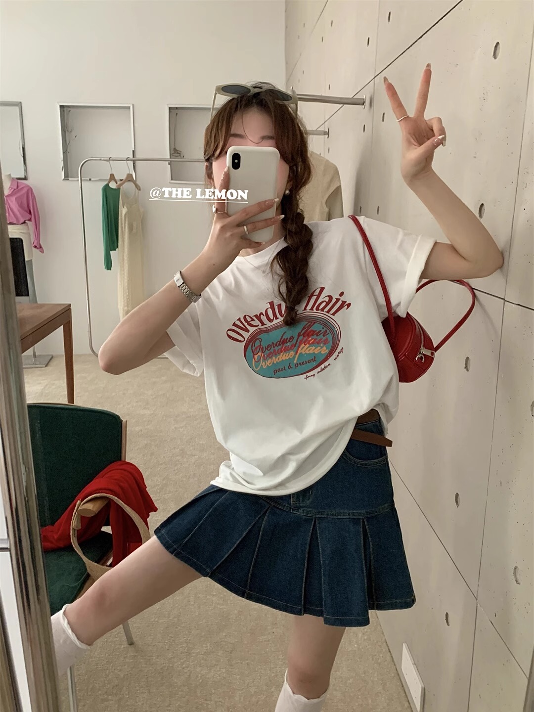 THE LEMON檸檬綠茶韓國設計款美式字母印花簡約百搭寬鬆短袖T恤女