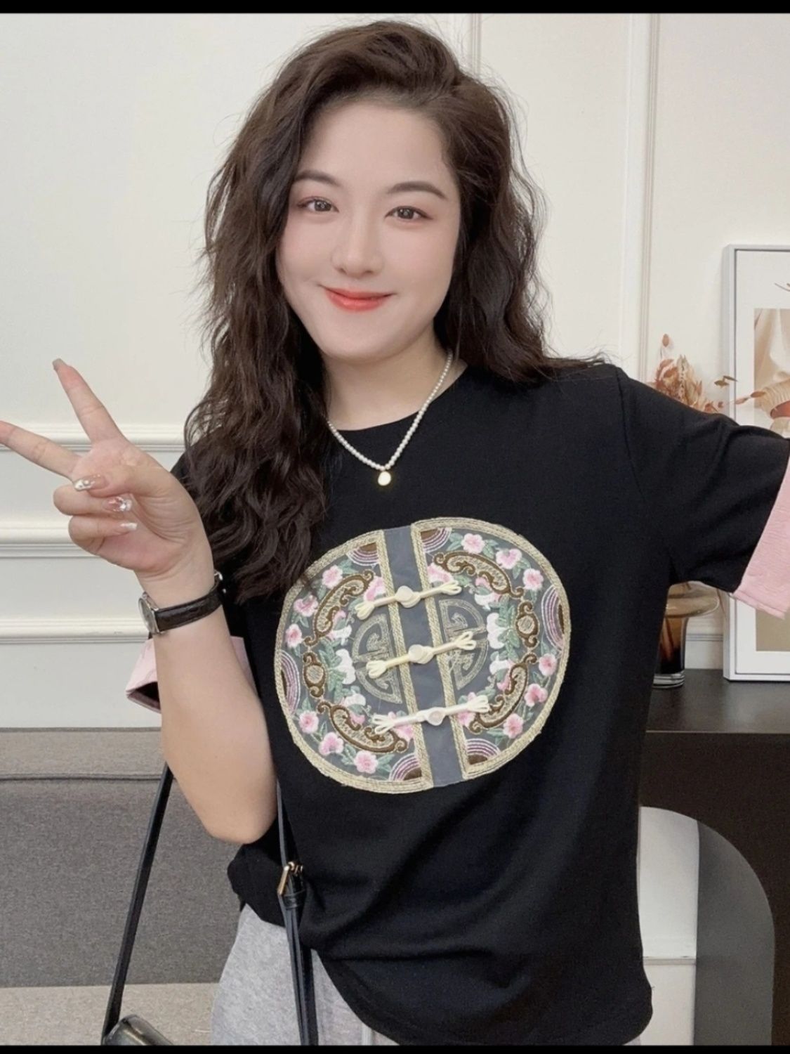 新國風復古重工短袖t恤女2024夏季盤扣設計感小眾衫新中式針織衫
