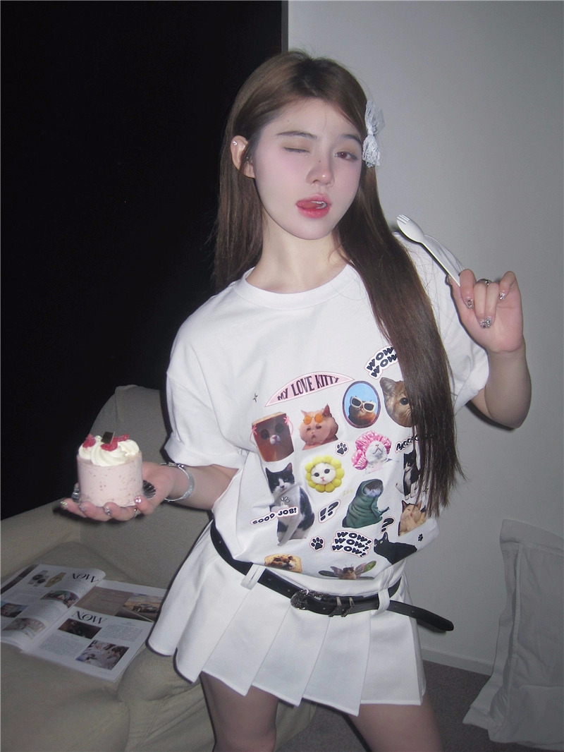 官圖220克/精梳純棉後包領有縫邊S-XXXL夏裝短袖T恤女