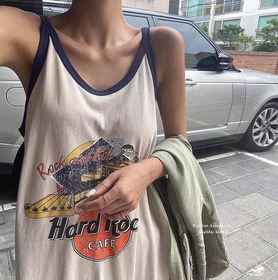 韓版卡通吊帶睡裙女夏天長款可愛外穿無袖背心家居服連衣裙子