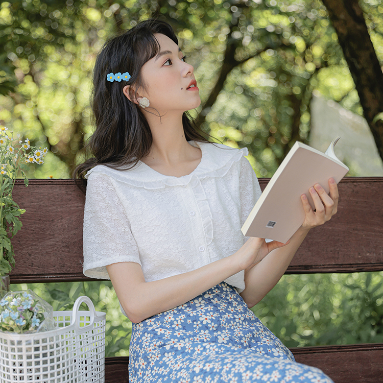 實拍娃娃領短袖襯衫女夏季高級感小個子新款2024年上衣設計感小眾