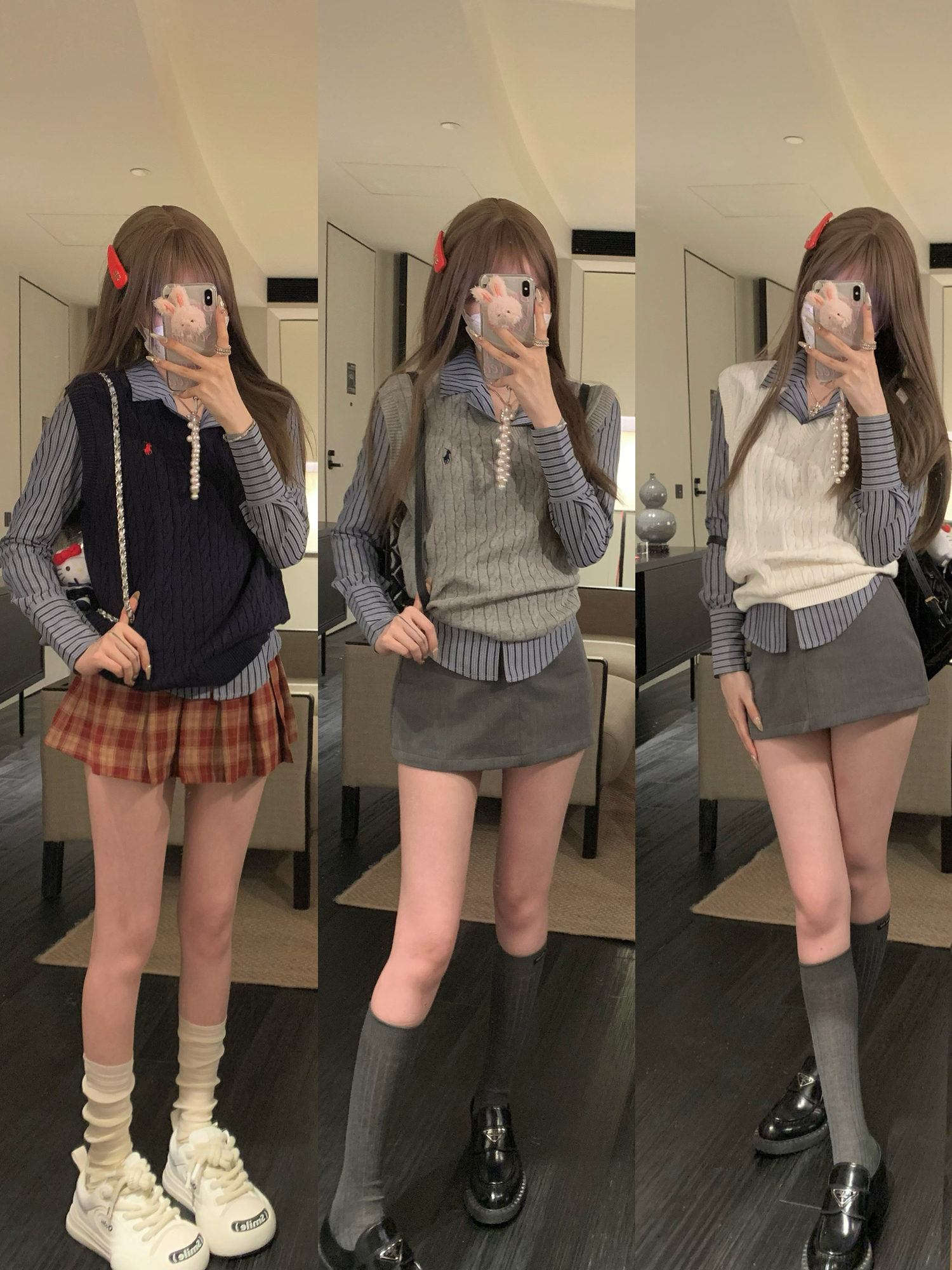 NSS COLLECTION 貝莉學院 馬標刺繡無袖毛衣女秋疊穿針織馬甲背心