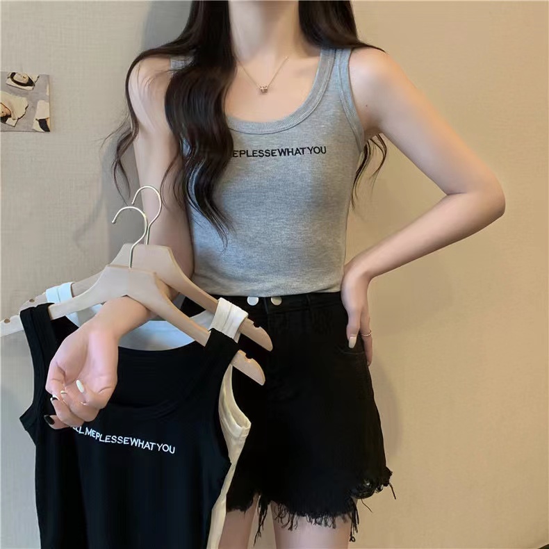 實拍純棉羅紋夏季辣妹穿搭吊帶小背心女
