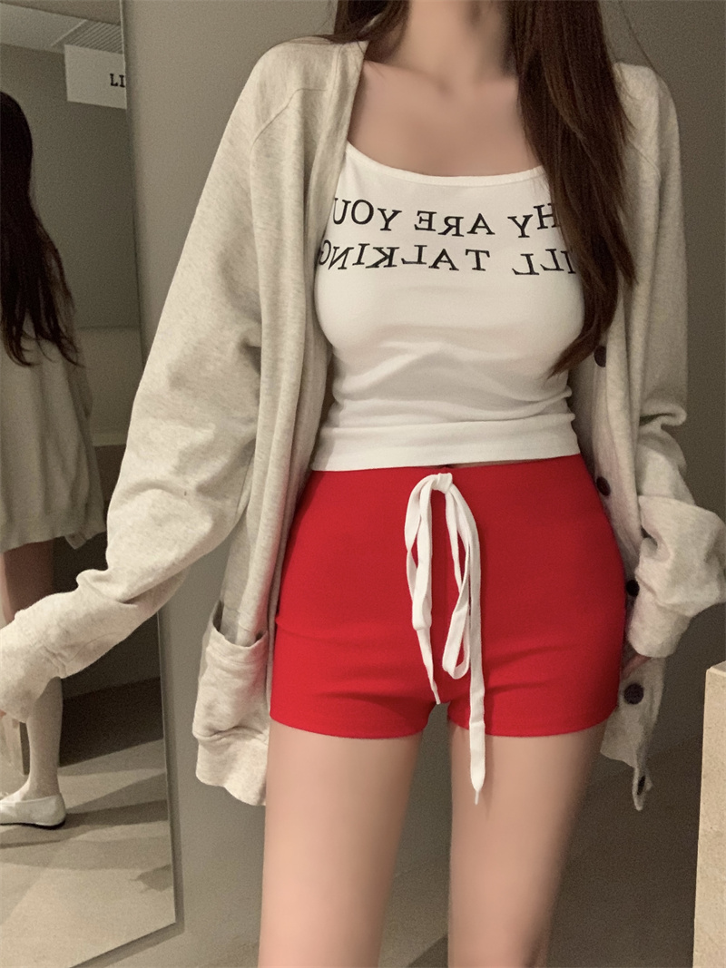 實拍 辣妹打底褲女春季新款修身短褲外穿高腰顯瘦緊身褲