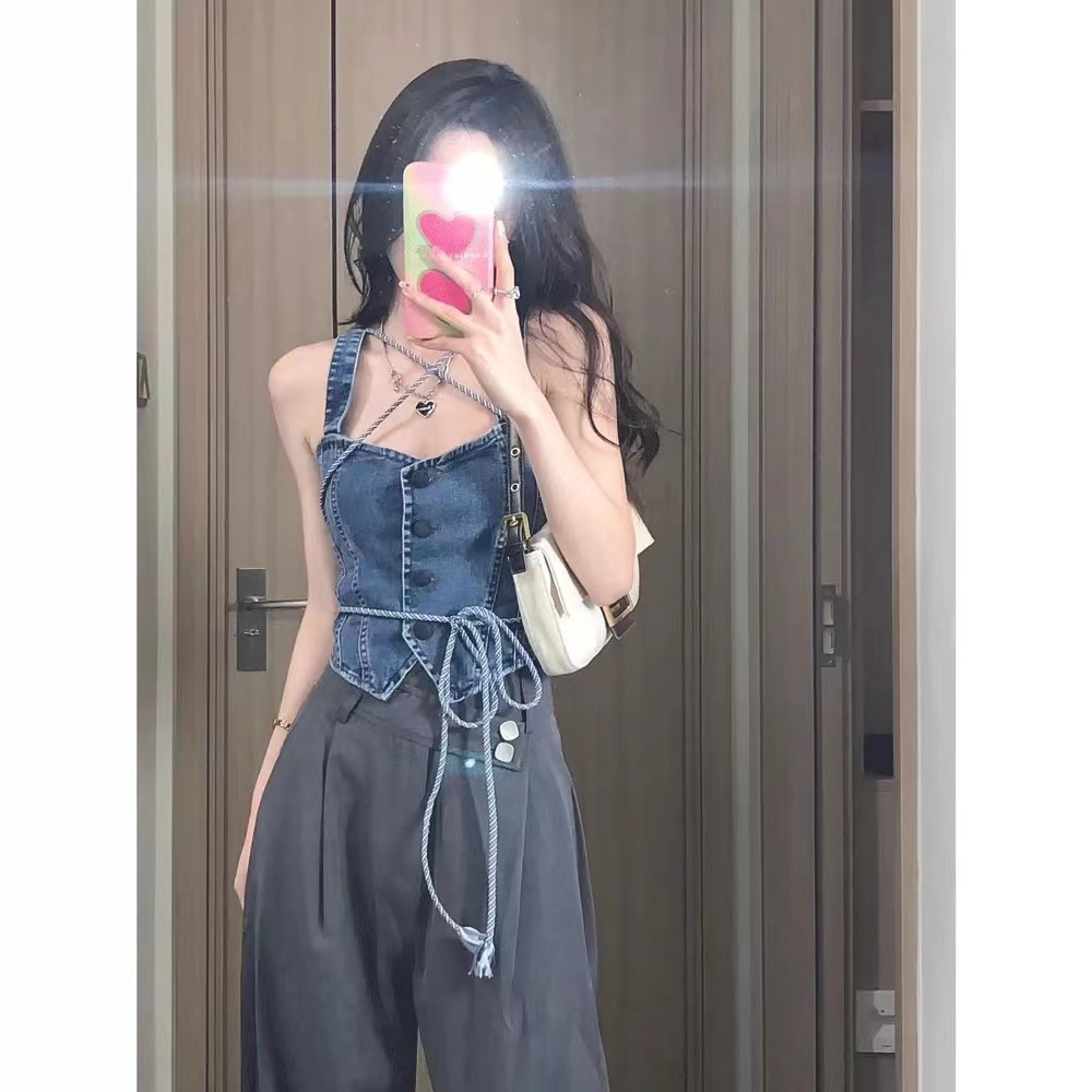 夏季甜酷穿搭套裝女可鹽可甜辣妹純欲御姐風吊帶背心休閒褲兩件套
