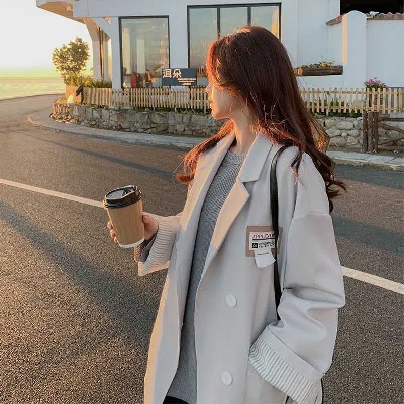 炸街西裝外套女春秋2024新款韓版寬鬆小個子網紅百搭休閒西服上衣