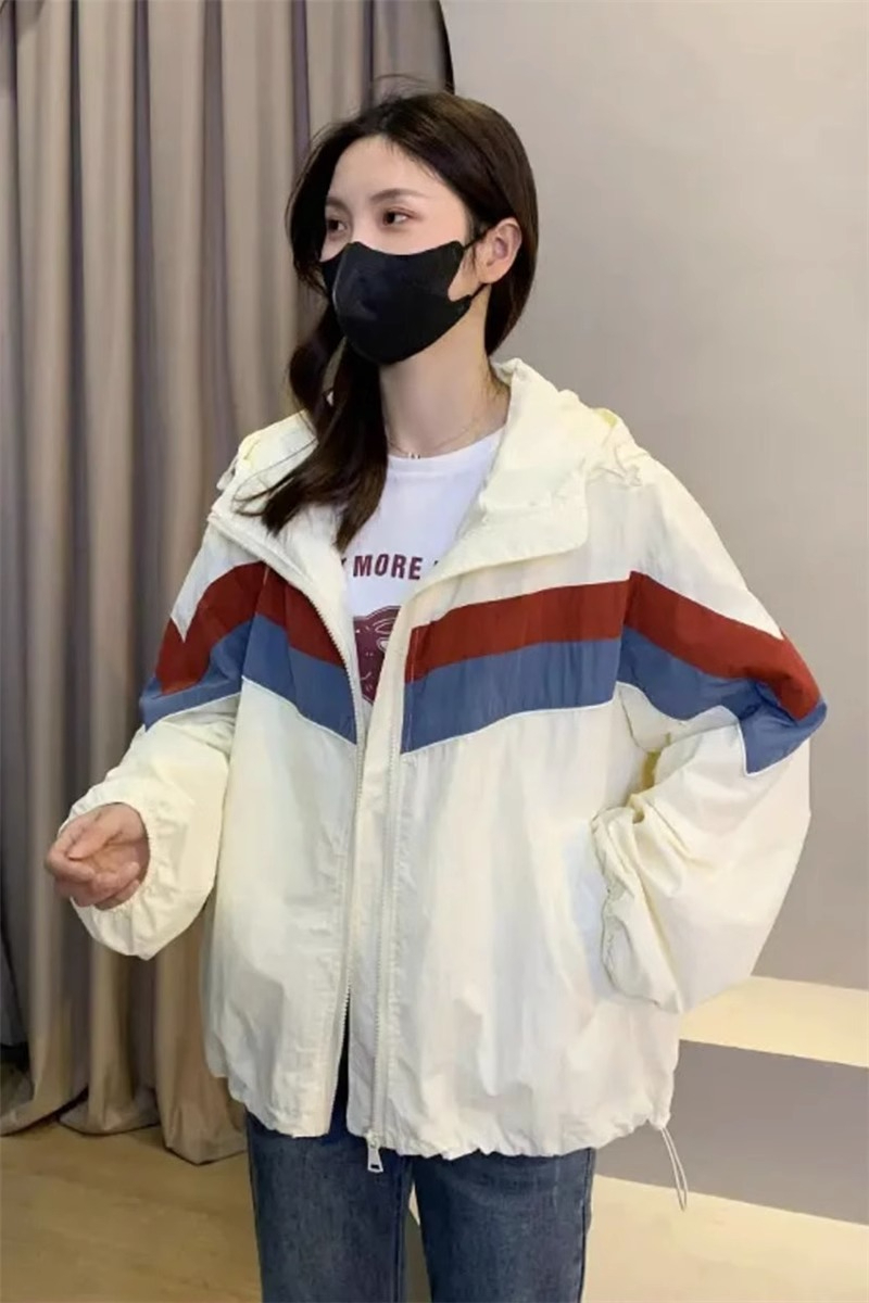 夏季防曬衣女薄款撞色衝鋒衣外套女休閒春秋設計感小眾