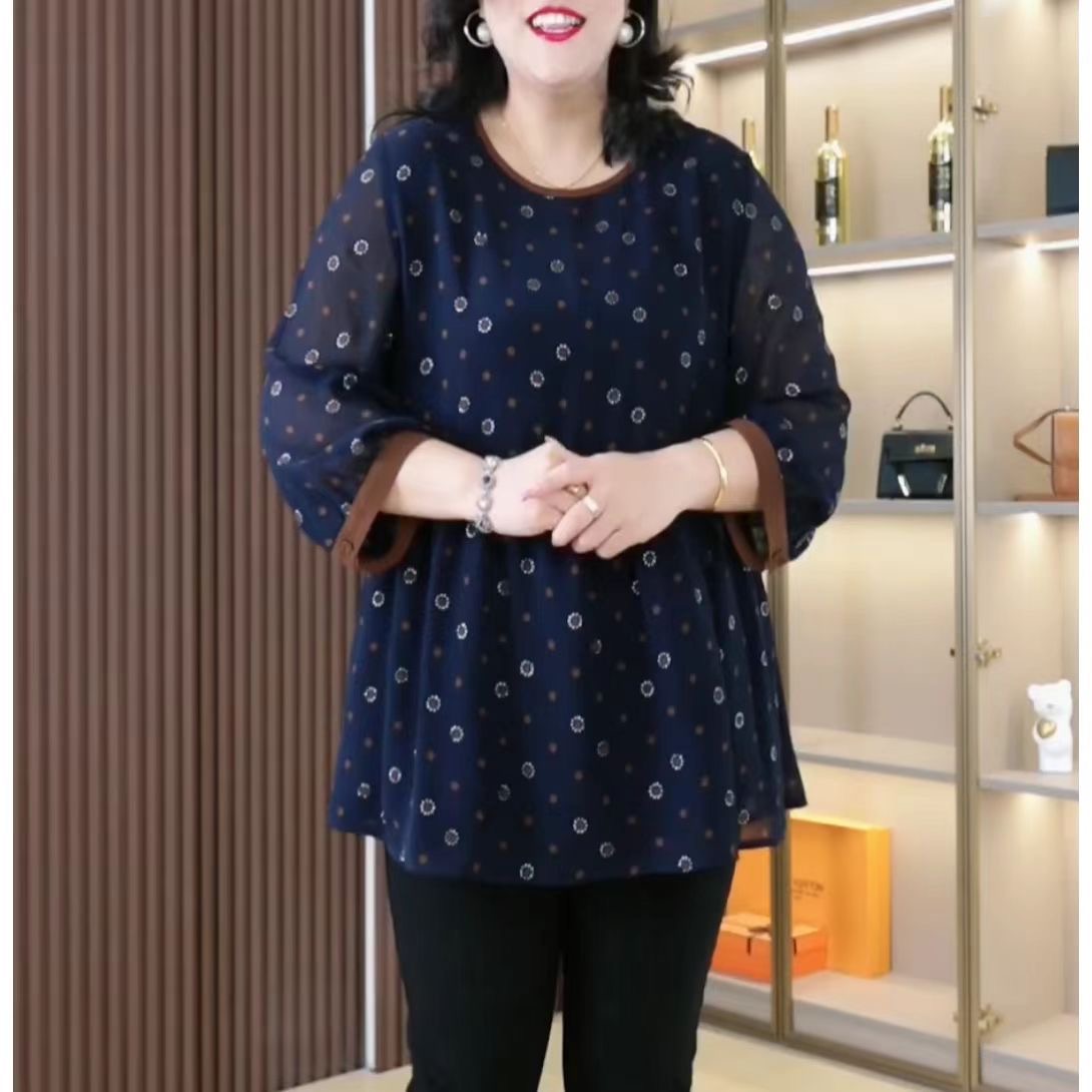 Official picture original quality large size flesh-covering crotch-covering shirt 2024 spring and summer new slimming top