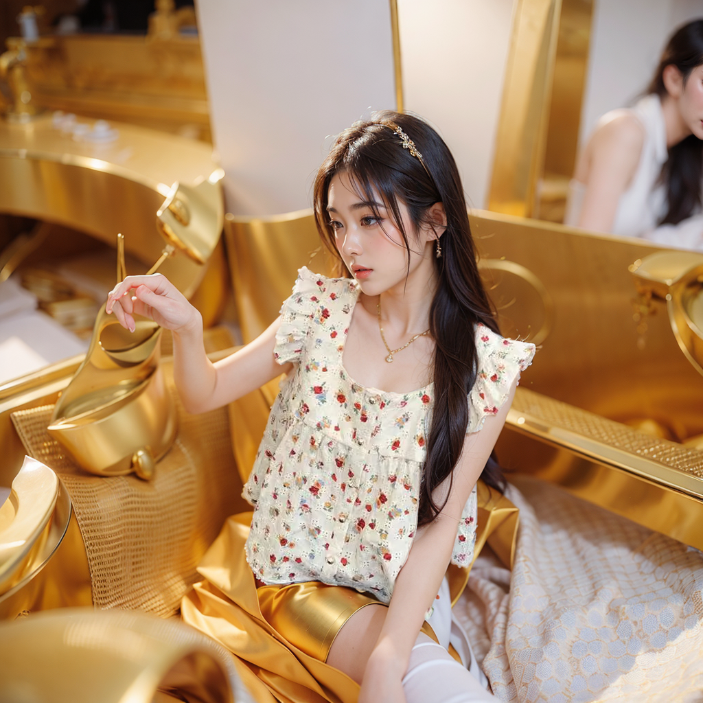 夏裝2024法式襯衫短袖辣妹碎花小衫露臍新款飛飛袖雪紡短款泡泡袖