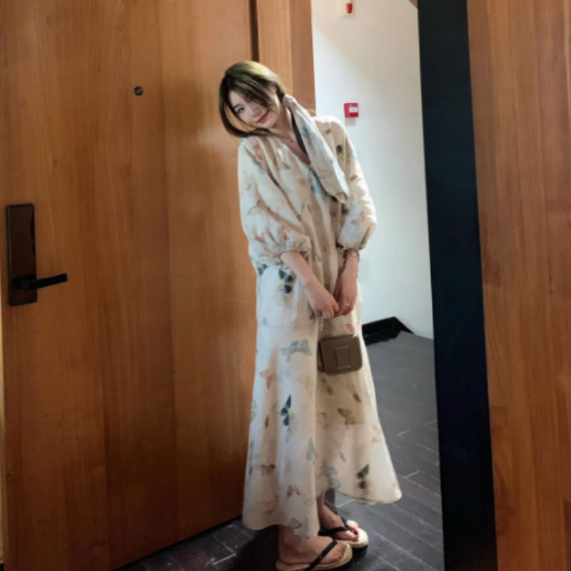 小君君布蘭妮 清冷仙女 新中式設計仙女長裙女初秋新款國風連衣裙
