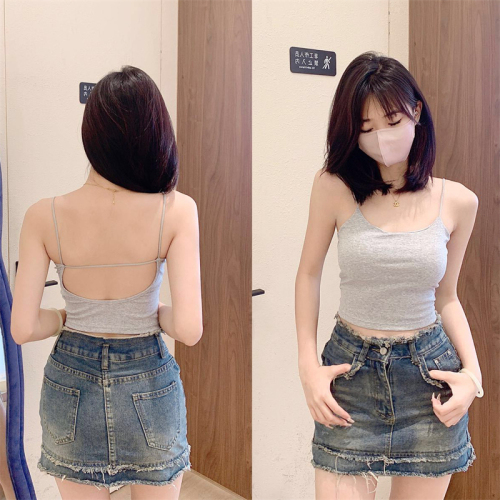 Real auction price~Spring big U beautiful back fixed coaster non-running cup outer wear cotton camisole women's versatile top