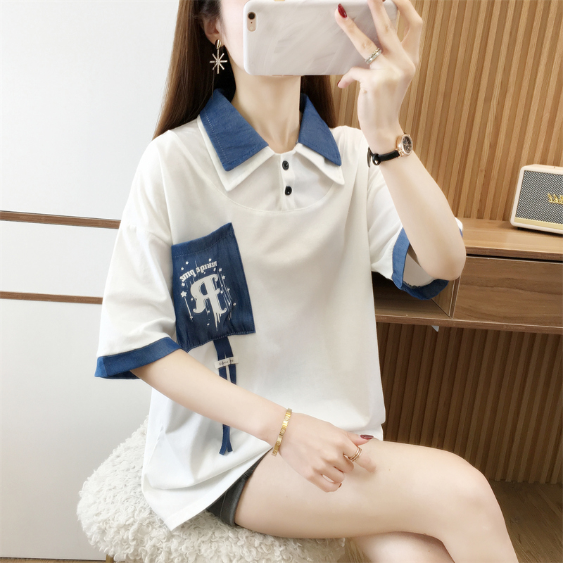 首發實拍6535棉夏季新款時尚休閒薄款短袖T恤女韓版寬鬆上衣