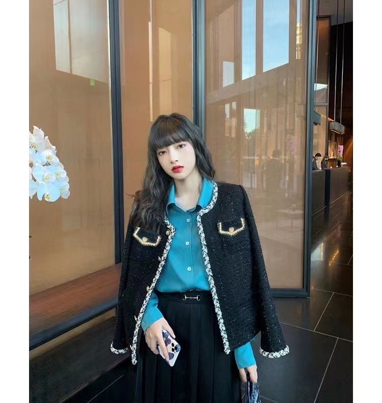 雙層有里布氣質名媛小香風外套2024春季新款小個子法式短款上衣