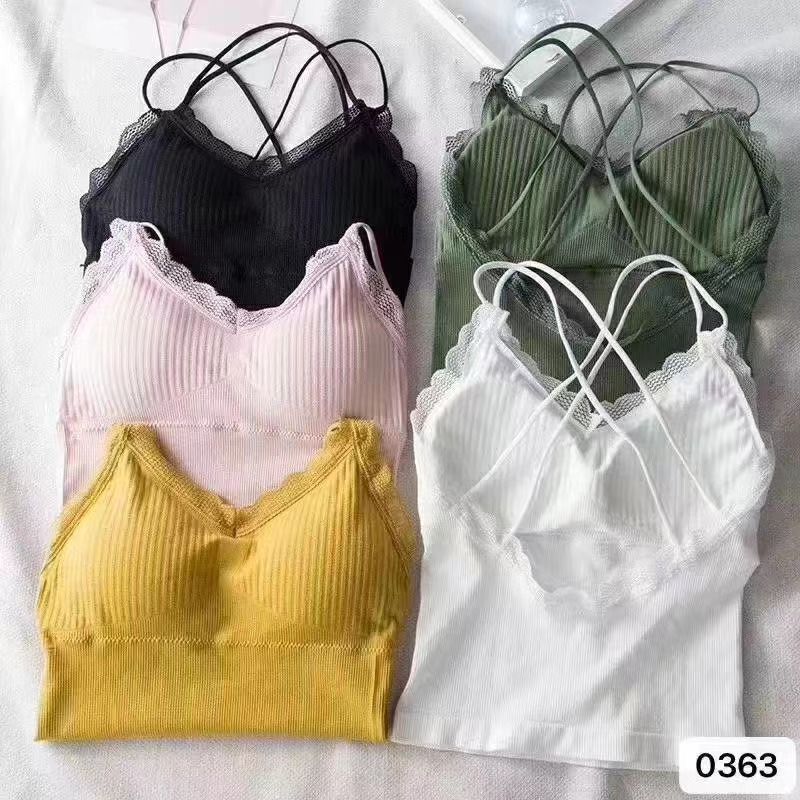 美背內衣少女無鋼圈吊帶背心性感夏季交叉帶胸墊防走光內搭