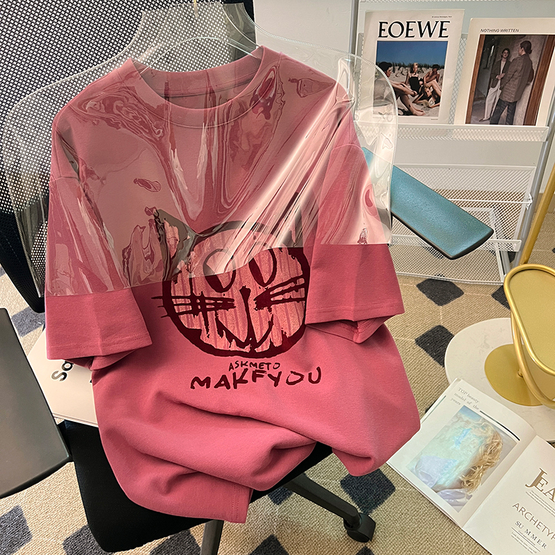 實拍 純棉短袖t恤女夏印花圓領新款上衣大碼女裝