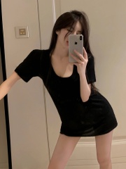 Photographed~ Pure Desire Loose Drop Shoulder Comfort Basic Style Versatile Slimming Disappearing Underclothes T-shirt