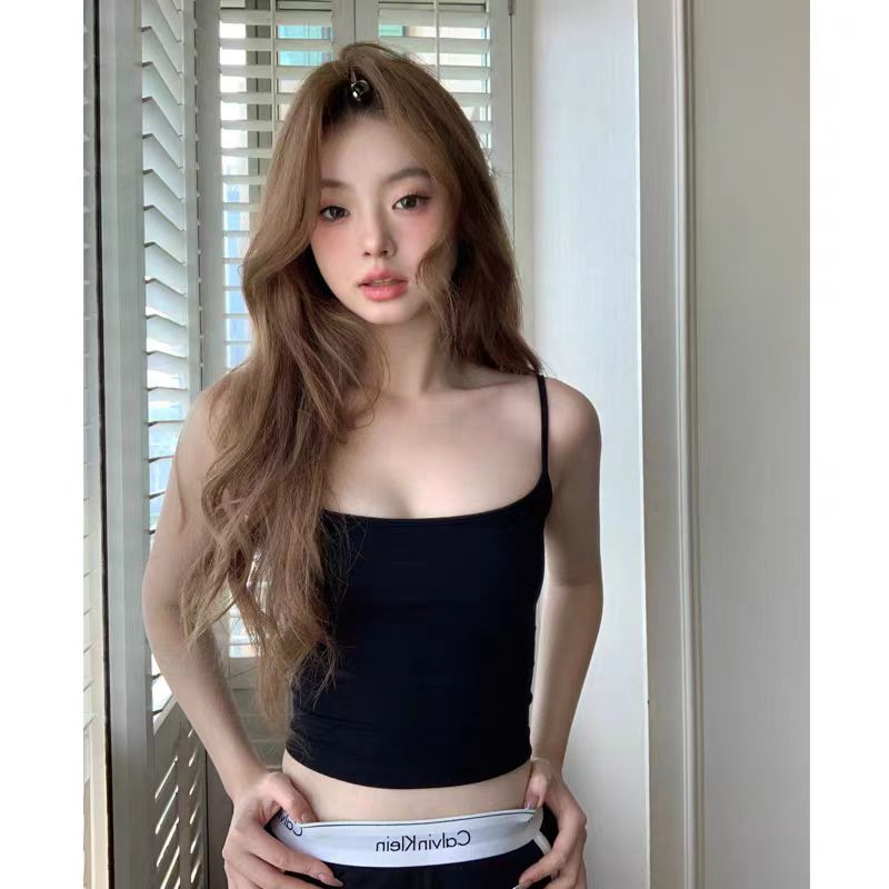 美式黑色辣妹小吊帶背心女夏季外穿2024新款修身顯瘦短款上衣