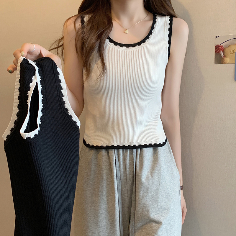 白色寬肩帶針織吊帶小背心女夏季設計感小眾法式別致冰絲內搭上衣