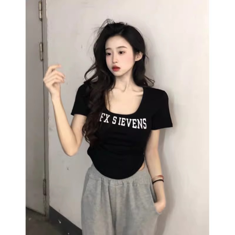 後包領220克40支奧代爾92棉8氨綸 不規則T恤女