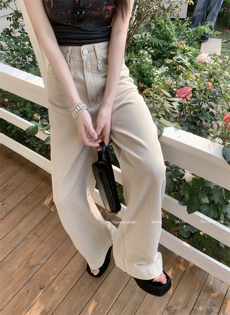 實拍 新款高腰寬鬆顯瘦闊腿百搭休閒直筒長牛仔褲女