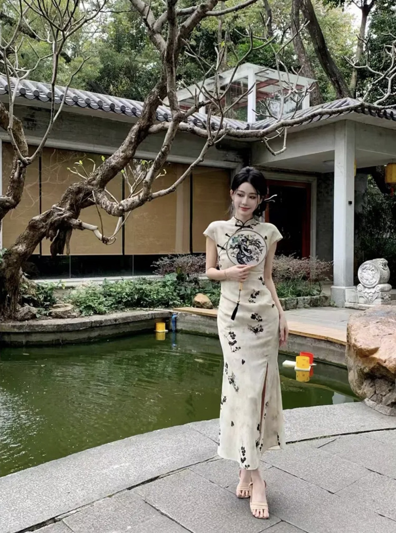 寒茶行月春夏盤扣立領新中式中國風旗袍XW9026