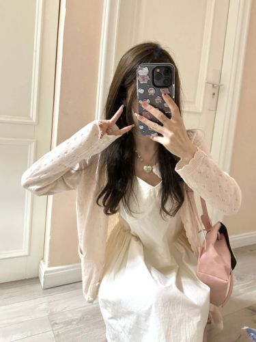Japanese Retro Sweet Girl Fashion Knit Sweater Women 2024 Spring Fitted Slimming Short-Sleeve Cardigan Top Thin Jacket
