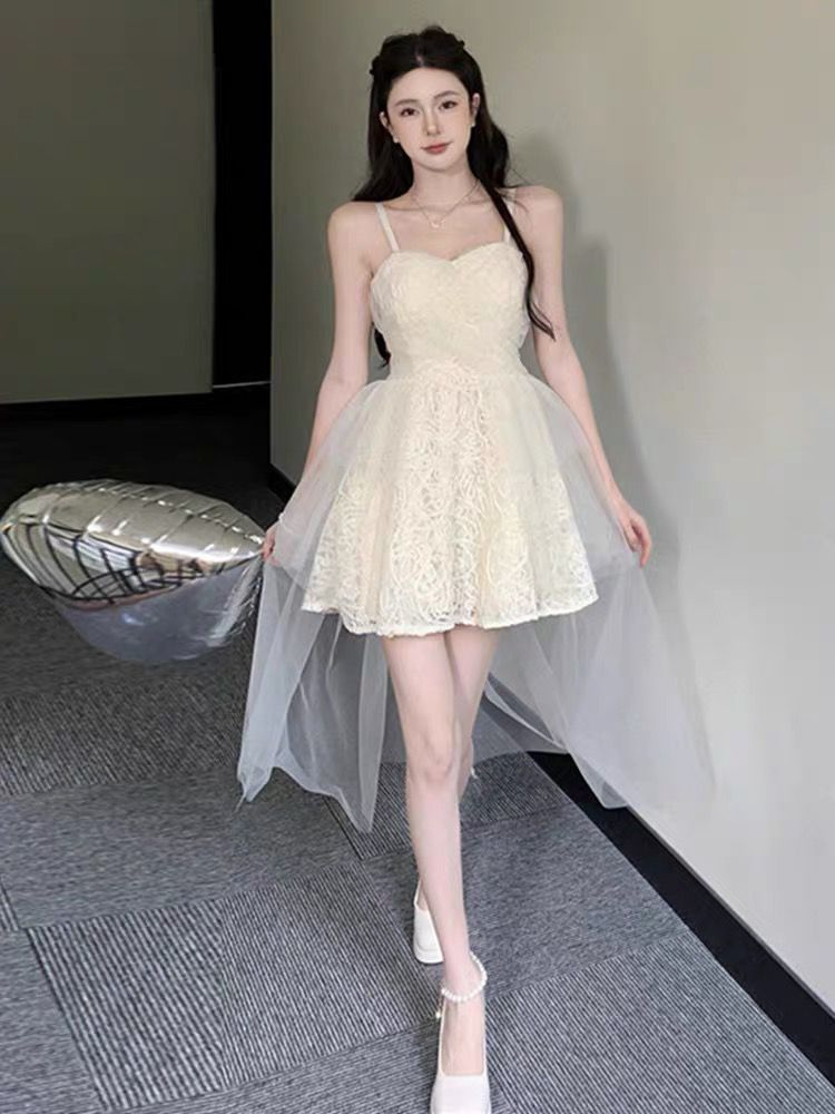 法式超仙氣質公主小禮裙純欲風甜辣妹性感蕾絲抹胸吊帶連衣裙春夏