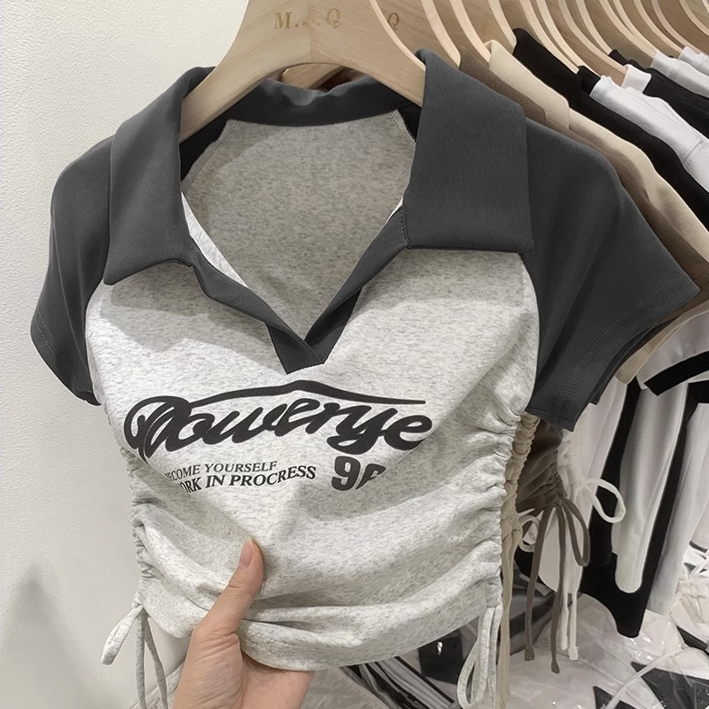 Printed 40 count 92 cotton 8 spandex 210g back collar 200kg extra large size color block POLO shirt