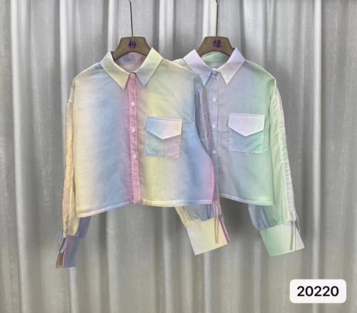 2024新款韩版时尚彩虹防晒衣雪纺长袖开衫上衣女