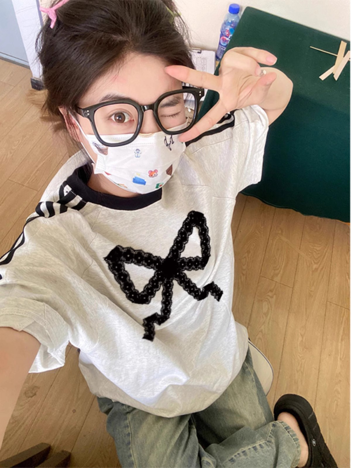 純棉200克21支精梳精後包條 春夏純棉三條槓短袖T恤T