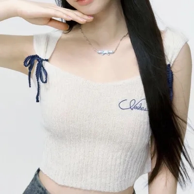 夏季新款少女純欲吊帶背心甜美輕薄軟糯針織上衣