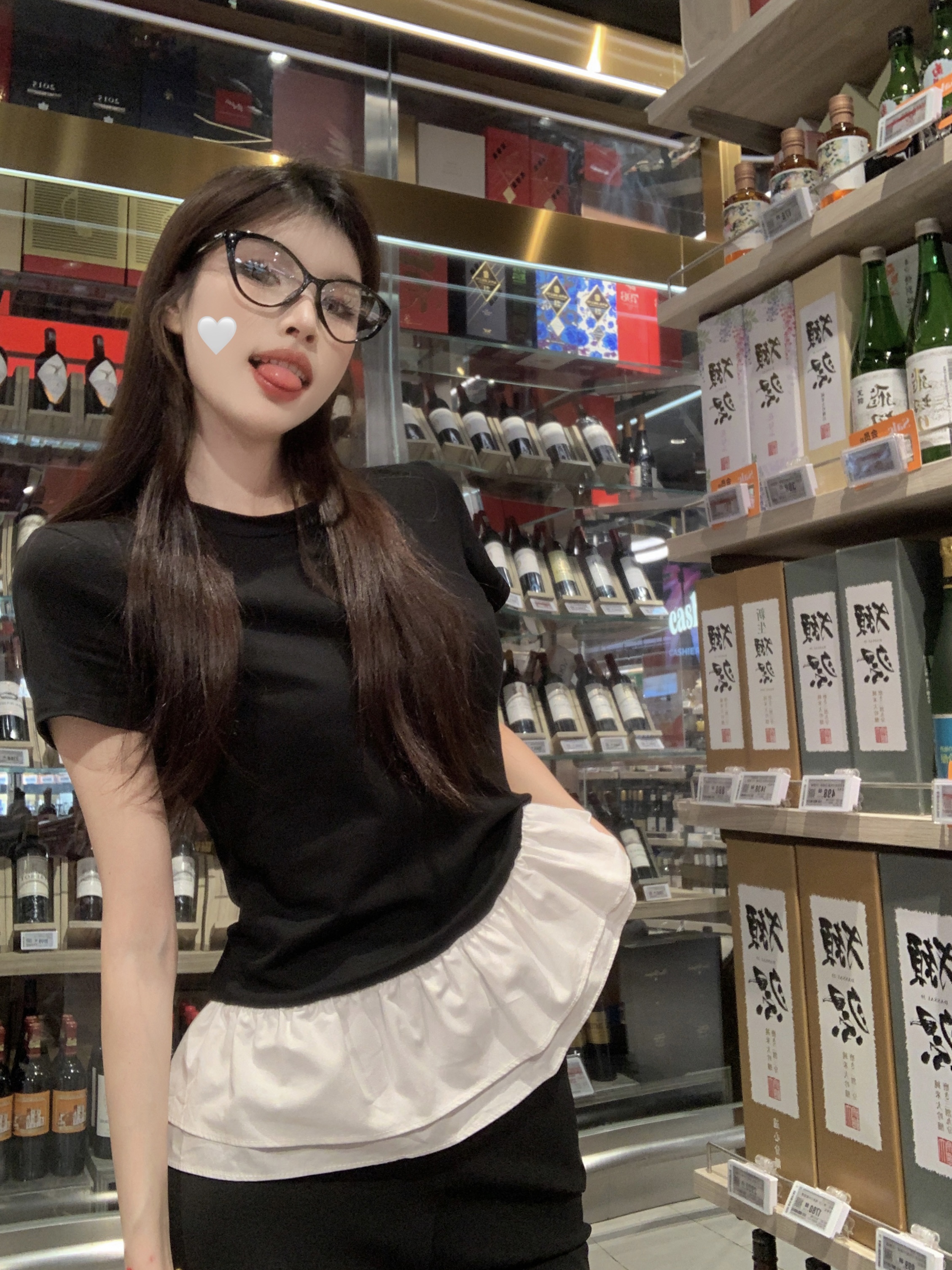 實拍 芭蕾甜豆小眾蓬蓬花邊拼接假兩件短袖T恤女圓領修身上衣