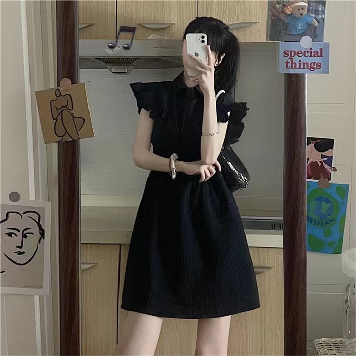 娃娃領polo連衣裙子高級感夏季無袖背心顯瘦女裝小個子法式甜辣風