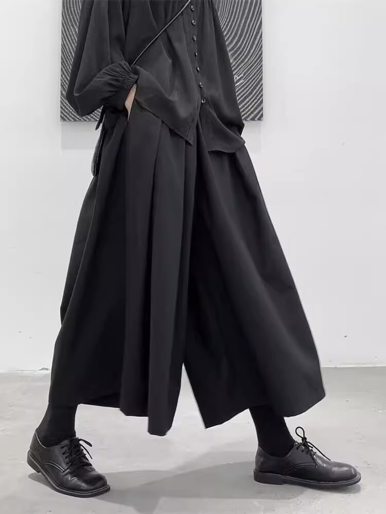 Yohji Yamamoto dark style loose wide-leg pants for women and men spring and summer unisex design casual pants couples culottes trendy