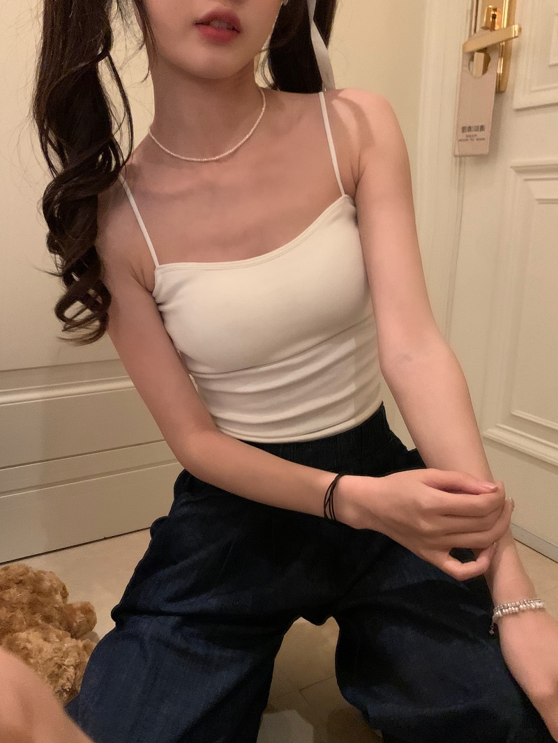 夏季純欲風修身百搭吊帶背心棉帶胸墊內搭外穿打底上衣