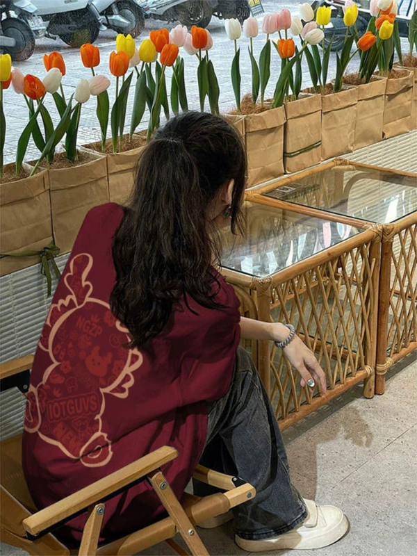 純棉夏季新款卡通印花可愛短袖t恤女寬鬆洋氣減齡半袖上衣服