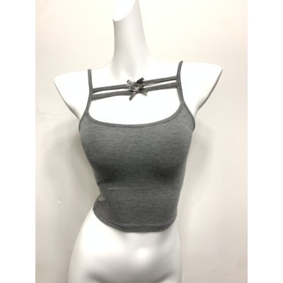 FunnJ square table Xinjiang Meow Jiang pure desire outer wear camisole female bow bottoming top with chest pad