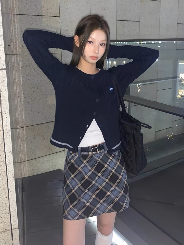 HAVERICE飯館 襯衫蕞佳CP！學院女孩 復古百搭V領撞邊背心馬甲
