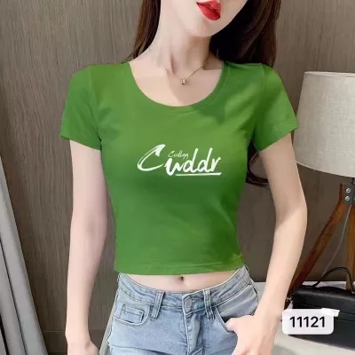 2024 new summer style Korean style simple round neck letter jacquard versatile short sleeves