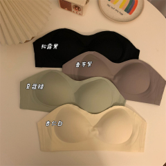 Bespoke seamless slip-resistant small-cup shaping thin strapless push-up bra without underwire latex camisole