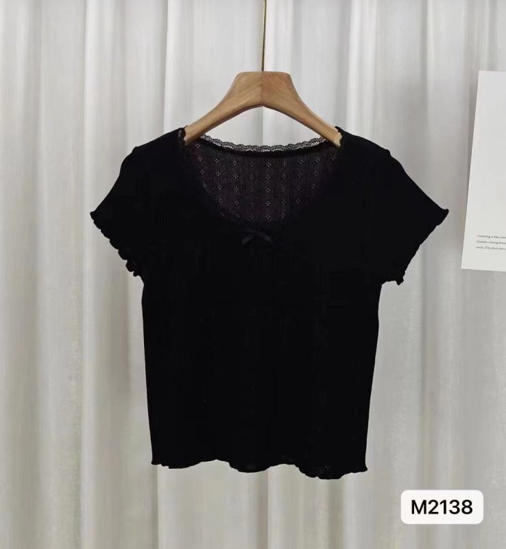 條紋圓領短袖棉t恤女蝴蝶刺繡夏裝新款上衣設計感小眾