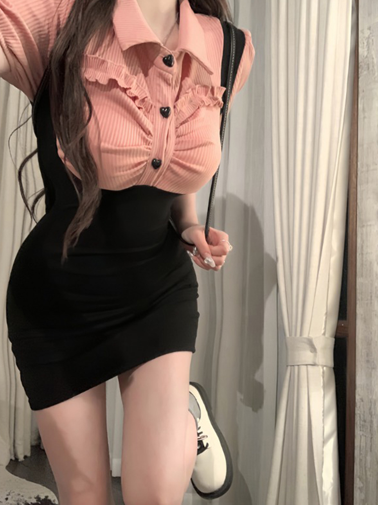 又甜又辣假兩件辣妹包臀連衣裙女春裝新款甜辣性感緊身短裙裙子